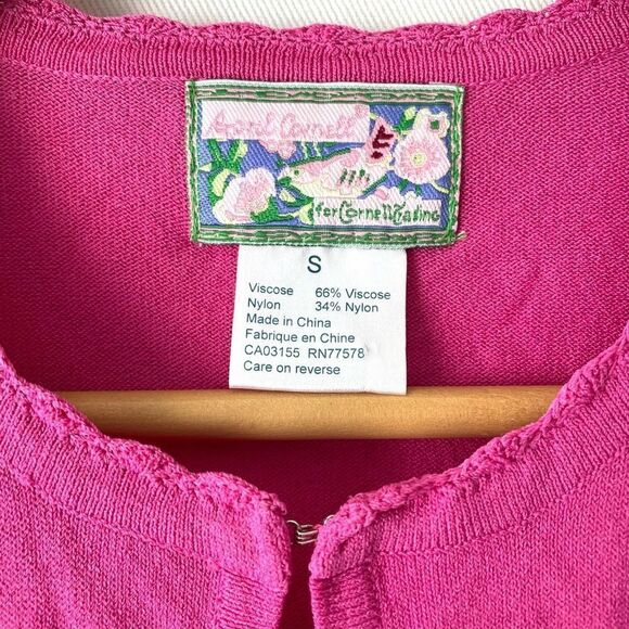 April Cornell Cardigan Beaded Embroidery Pink Sz Small 12 - Picture 3 of 6